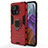 Funda Bumper Silicona y Plastico Mate Carcasa con Magnetico Anillo de dedo Soporte S06 para Xiaomi Mi 11 Pro 5G Rojo