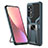 Funda Bumper Silicona y Plastico Mate Carcasa con Magnetico Anillo de dedo Soporte S06 para Xiaomi Mi 12 5G Cian