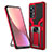 Funda Bumper Silicona y Plastico Mate Carcasa con Magnetico Anillo de dedo Soporte S06 para Xiaomi Mi 12 5G Rojo