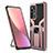 Funda Bumper Silicona y Plastico Mate Carcasa con Magnetico Anillo de dedo Soporte S06 para Xiaomi Mi 12 Pro 5G Oro Rosa
