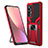 Funda Bumper Silicona y Plastico Mate Carcasa con Magnetico Anillo de dedo Soporte S06 para Xiaomi Mi 12 Pro 5G Rojo