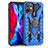 Funda Bumper Silicona y Plastico Mate Carcasa con Magnetico Anillo de dedo Soporte S07 para Apple iPhone 12 Azul