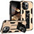 Funda Bumper Silicona y Plastico Mate Carcasa con Magnetico Anillo de dedo Soporte S07 para Apple iPhone 15 Pro Max Oro