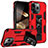 Funda Bumper Silicona y Plastico Mate Carcasa con Magnetico Anillo de dedo Soporte S07 para Apple iPhone 15 Pro Max Rojo