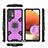 Funda Bumper Silicona y Plastico Mate Carcasa con Magnetico Anillo de dedo Soporte S07 para Samsung Galaxy A32 4G Morado