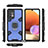 Funda Bumper Silicona y Plastico Mate Carcasa con Magnetico Anillo de dedo Soporte S07 para Samsung Galaxy A32 5G Azul