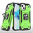 Funda Bumper Silicona y Plastico Mate Carcasa con Magnetico Anillo de dedo Soporte S08 para Apple iPhone 13 Menta Verde