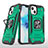 Funda Bumper Silicona y Plastico Mate Carcasa con Magnetico Anillo de dedo Soporte S08 para Apple iPhone 13 Verde