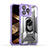 Funda Bumper Silicona y Plastico Mate Carcasa con Magnetico Anillo de dedo Soporte S08 para Apple iPhone 14 Pro Max Morado