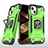 Funda Bumper Silicona y Plastico Mate Carcasa con Magnetico Anillo de dedo Soporte S08 para Apple iPhone 15 Menta Verde