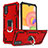 Funda Bumper Silicona y Plastico Mate Carcasa con Magnetico Anillo de dedo Soporte S08 para Samsung Galaxy A01 SM-A015 Rojo