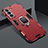 Funda Bumper Silicona y Plastico Mate Carcasa con Magnetico Anillo de dedo Soporte S08 para Samsung Galaxy S22 Plus 5G Rojo