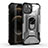 Funda Bumper Silicona y Plastico Mate Carcasa con Magnetico Anillo de dedo Soporte S09 para Apple iPhone 13 Mini Negro