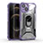 Funda Bumper Silicona y Plastico Mate Carcasa con Magnetico Anillo de dedo Soporte S09 para Apple iPhone 13 Morado