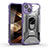 Funda Bumper Silicona y Plastico Mate Carcasa con Magnetico Anillo de dedo Soporte S09 para Apple iPhone 15 Plus Morado