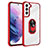 Funda Bumper Silicona y Plastico Mate Carcasa con Magnetico Anillo de dedo Soporte S09 para Samsung Galaxy S21 Plus 5G Rojo