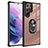 Funda Bumper Silicona y Plastico Mate Carcasa con Magnetico Anillo de dedo Soporte S09 para Samsung Galaxy S22 Ultra 5G Plata y Negro