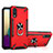 Funda Bumper Silicona y Plastico Mate Carcasa con Magnetico Anillo de dedo Soporte T01 para Samsung Galaxy M02 Rojo