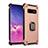 Funda Bumper Silicona y Plastico Mate Carcasa con Magnetico Anillo de dedo Soporte T01 para Samsung Galaxy S10 Oro Rosa