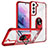 Funda Bumper Silicona y Plastico Mate Carcasa con Magnetico Anillo de dedo Soporte T01 para Samsung Galaxy S22 Plus 5G Rojo