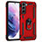 Funda Bumper Silicona y Plastico Mate Carcasa con Magnetico Anillo de dedo Soporte T02 para Samsung Galaxy S21 FE 5G Rojo