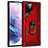 Funda Bumper Silicona y Plastico Mate Carcasa con Magnetico Anillo de dedo Soporte T02 para Samsung Galaxy S22 Ultra 5G Rojo