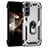 Funda Bumper Silicona y Plastico Mate Carcasa con Magnetico Anillo de dedo Soporte T02 para Samsung Galaxy S24 5G Plata