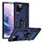 Funda Bumper Silicona y Plastico Mate Carcasa con Magnetico Anillo de dedo Soporte T03 para Samsung Galaxy S22 Ultra 5G Azul