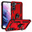 Funda Bumper Silicona y Plastico Mate Carcasa con Magnetico Anillo de dedo Soporte T03 para Samsung Galaxy S23 5G Rojo