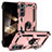 Funda Bumper Silicona y Plastico Mate Carcasa con Magnetico Anillo de dedo Soporte T03 para Samsung Galaxy S24 Plus 5G Oro Rosa