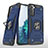 Funda Bumper Silicona y Plastico Mate Carcasa con Magnetico Anillo de dedo Soporte T04 para Samsung Galaxy S21 5G Azul