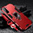 Funda Bumper Silicona y Plastico Mate Carcasa con Magnetico Anillo de dedo Soporte T06 para Samsung Galaxy S21 5G Rojo