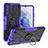 Funda Bumper Silicona y Plastico Mate Carcasa con Magnetico Anillo de dedo Soporte T08 para Samsung Galaxy S21 FE 5G Morado