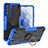Funda Bumper Silicona y Plastico Mate Carcasa con Magnetico Anillo de dedo Soporte T08 para Samsung Galaxy S22 Plus 5G Azul