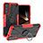 Funda Bumper Silicona y Plastico Mate Carcasa con Magnetico Anillo de dedo Soporte T08 para Samsung Galaxy S24 5G Rojo