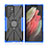 Funda Bumper Silicona y Plastico Mate Carcasa con Magnetico Anillo de dedo Soporte T09 para Samsung Galaxy S22 Ultra 5G Azul
