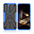 Funda Bumper Silicona y Plastico Mate Carcasa con Magnetico Anillo de dedo Soporte T09 para Samsung Galaxy S24 5G Azul