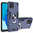 Funda Bumper Silicona y Plastico Mate Carcasa con Magnetico Anillo de dedo Soporte Y01B para Oppo A16K Azul