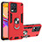 Funda Bumper Silicona y Plastico Mate Carcasa con Magnetico Anillo de dedo Soporte Y01B para Realme 8 4G Rojo