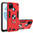 Funda Bumper Silicona y Plastico Mate Carcasa con Magnetico Anillo de dedo Soporte Y01B para Realme C25Y India Rojo