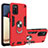 Funda Bumper Silicona y Plastico Mate Carcasa con Magnetico Anillo de dedo Soporte Y01B para Samsung Galaxy F02S SM-E025F Rojo