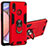 Funda Bumper Silicona y Plastico Mate Carcasa con Magnetico Anillo de dedo Soporte Y01B para Samsung Galaxy M01s Rojo