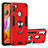 Funda Bumper Silicona y Plastico Mate Carcasa con Magnetico Anillo de dedo Soporte Y01B para Samsung Galaxy M11 Rojo