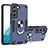 Funda Bumper Silicona y Plastico Mate Carcasa con Magnetico Anillo de dedo Soporte Y01B para Samsung Galaxy S21 Plus 5G Azul