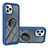 Funda Bumper Silicona y Plastico Mate Carcasa con Magnetico Anillo de dedo Soporte YB1 para Apple iPhone 14 Pro Max Azul