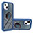 Funda Bumper Silicona y Plastico Mate Carcasa con Magnetico Anillo de dedo Soporte YB1 para Apple iPhone 15 Azul