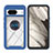 Funda Bumper Silicona y Plastico Mate Carcasa con Magnetico Anillo de dedo Soporte YB1 para Google Pixel 8 5G Azul