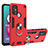 Funda Bumper Silicona y Plastico Mate Carcasa con Magnetico Anillo de dedo Soporte YB1 para Motorola Moto G10 Power Rojo