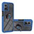 Funda Bumper Silicona y Plastico Mate Carcasa con Magnetico Anillo de dedo Soporte YB1 para Motorola Moto G53j 5G Azul