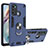 Funda Bumper Silicona y Plastico Mate Carcasa con Magnetico Anillo de dedo Soporte YB1 para Motorola Moto G60 Azul